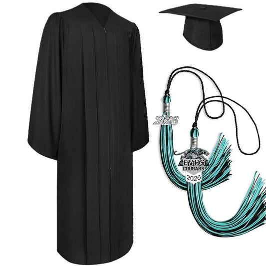 Cap, Gown & Regular Tassel with Ice or Mascot Tassel