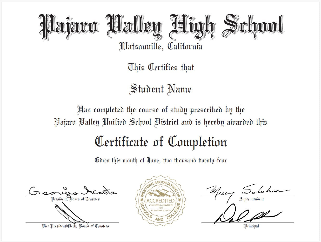 Certificate of Completion