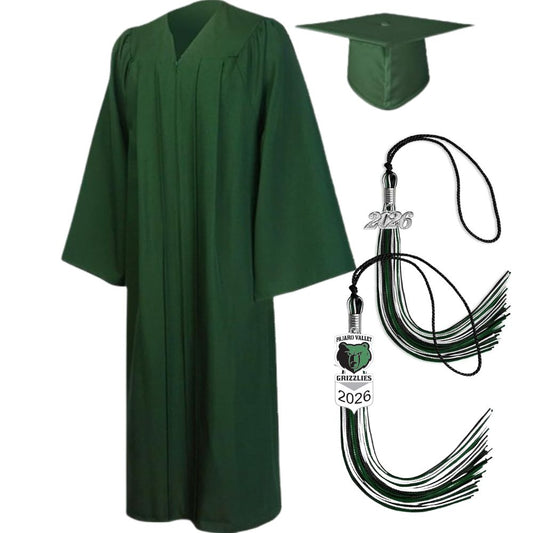 Cap, Gown & Regular Tassel with Ice or Mascot Tassel