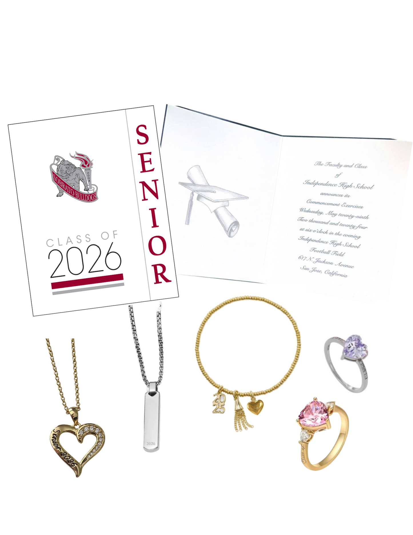 Grad Announcements (10) & Your Choice of 1 Senior Jewelry
