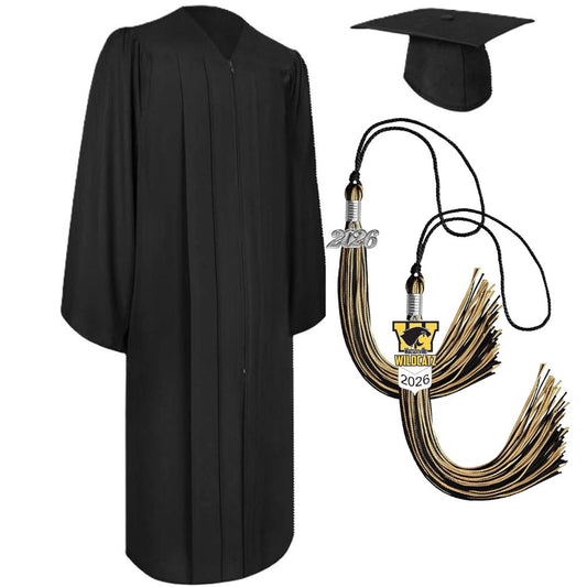 Cap, Gown & Regular Tassel with Ice or Mascot Tassel
