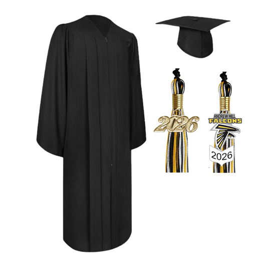 Cap, Gown & Regular Tassel with Ice or Mascot Tassel