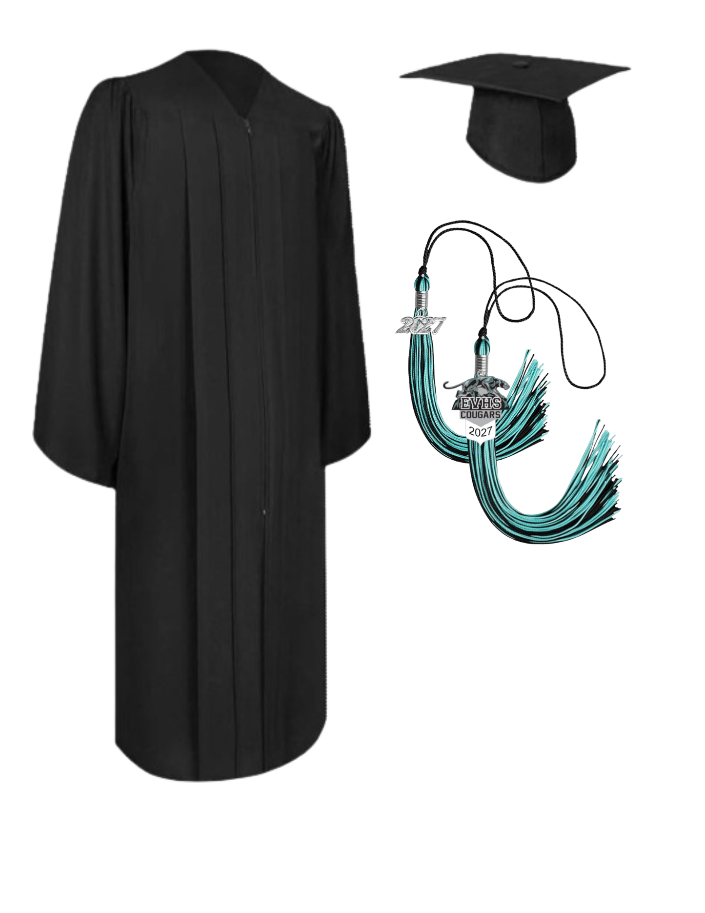 Cap, Gown & Regular Tassel with Ice or Mascot Tassel