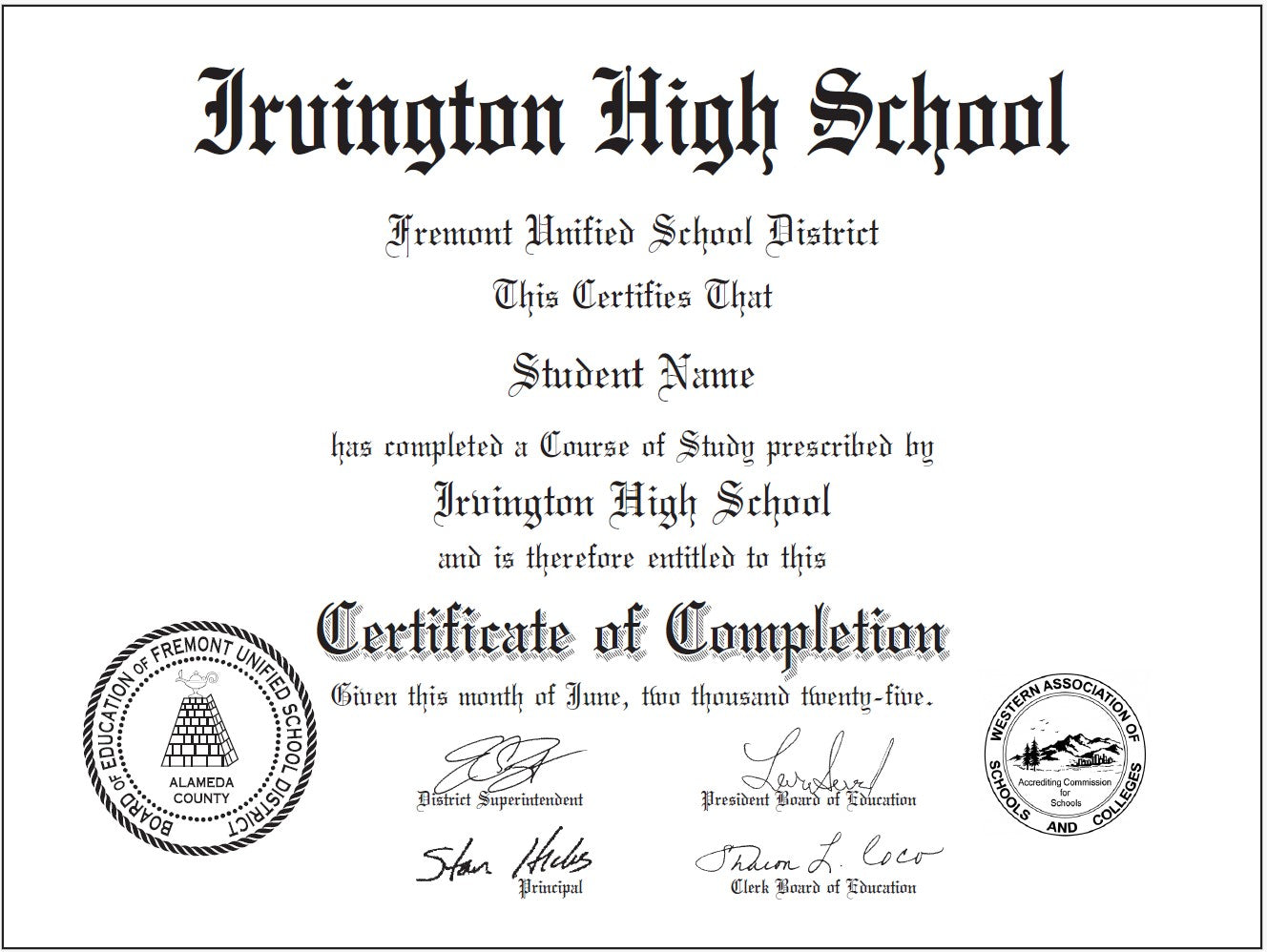 Certificate of Completion