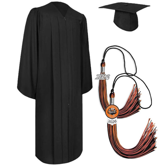 Cap, Gown & Regular Tassel with Ice or Mascot Tassel