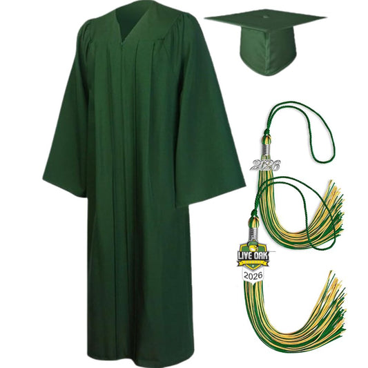 Cap, Gown & Regular Tassel with Ice or Mascot Tassel