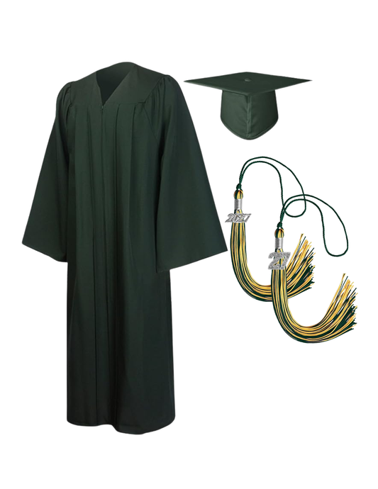 Cap, Gown & Regular Tassel with Ice or Mascot Tassel