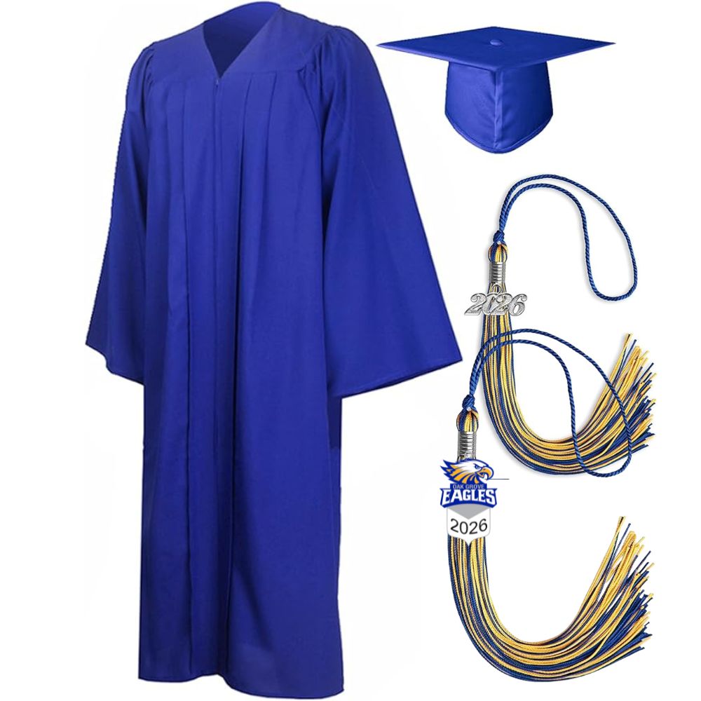 Cap, Gown & Regular Tassel with Ice or Mascot Tassel